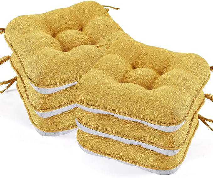 BETU Chair Cushions for Dining Chairs Set of 6, 3.5" Thick Kitchen Table Chair by BETU