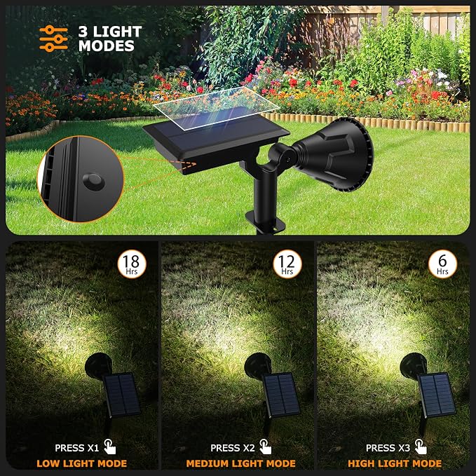Solar Spot Lights Outdoor, 21 LEDs Brightness Solar Outdoor Lights IP67 - Image 3