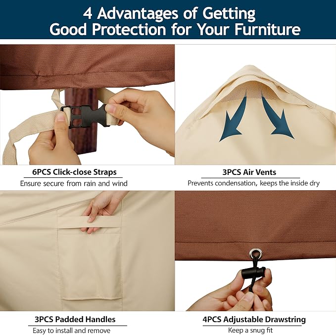 Outdoor Sectional Cover, 90-inch V-Shaped Patio Furniture Sofa Covers - Image 6