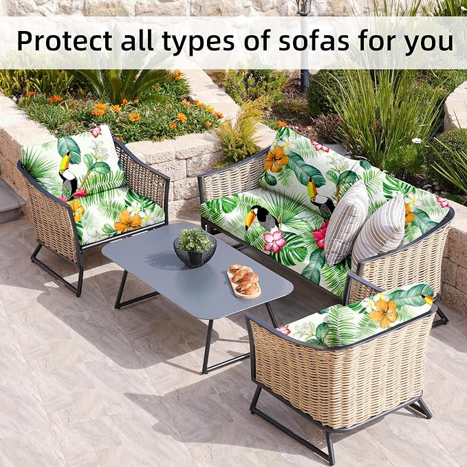 8Pcs Stretch Patio Cushion Covers, Outdoor Couch Covers Replacement, Outdoor - Image 4