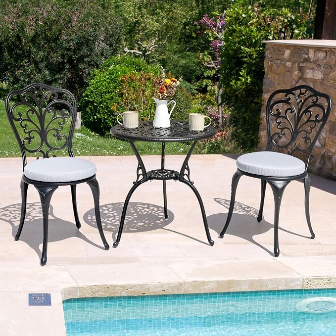 NUU GARDEN 3 Piece Outdoor Bistro Table Set, All Weather Cast Aluminum Patio - Image 4