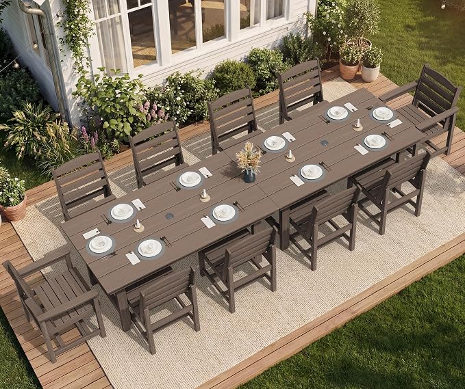 SERWALL Patio Dining Sets for 10 Person, HDPE Dining Set by SERWALL