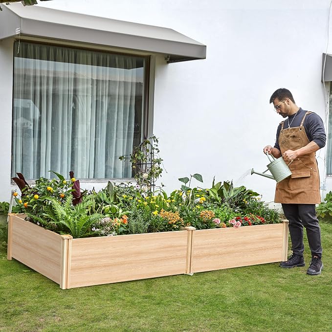 AMERLIFE 8x4 Ft Wood Raised Garden Bed, Durable 15 Inch Depth Planter Box - Image 7