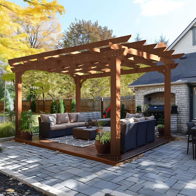 BlueWish 10' x 12' Patio Pergola, Cedar Wood Pergolas by RespondToEveryExpectation