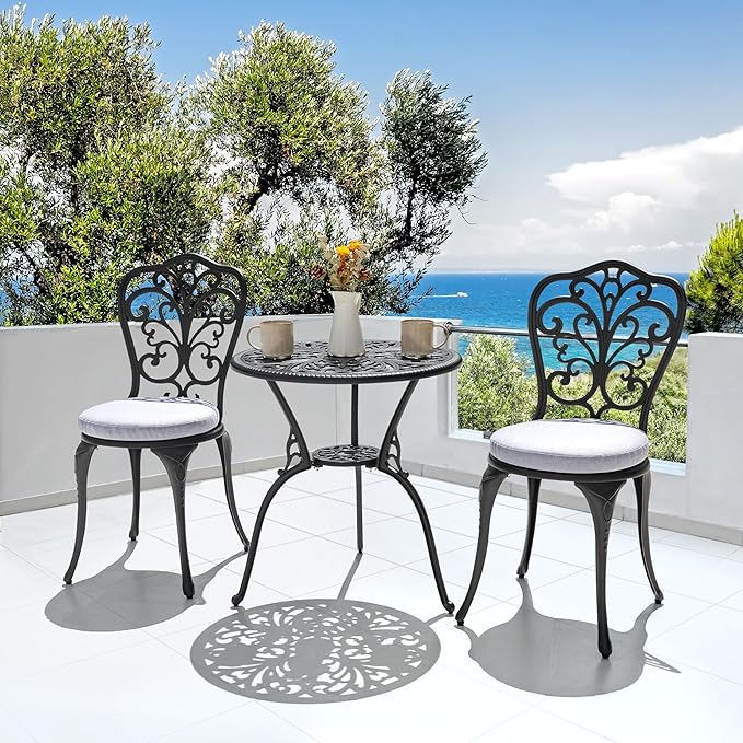 NUU GARDEN 3 Piece Outdoor Bistro Table Set, All Weather Cast Aluminum Patio - Image 2