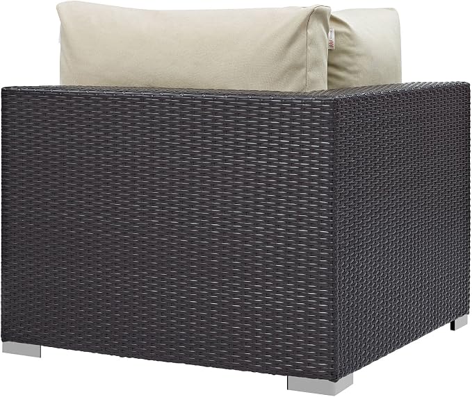 Modway Convene Wicker Rattan Outdoor Patio Sectional Sofa Corner Seat in - Image 5
