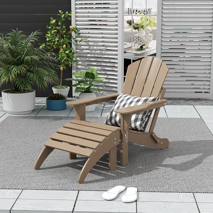 WO Home Furniture Adirondack Ottoman Outdoor Patio Footrest 13.5" Inch Folding - Image 2