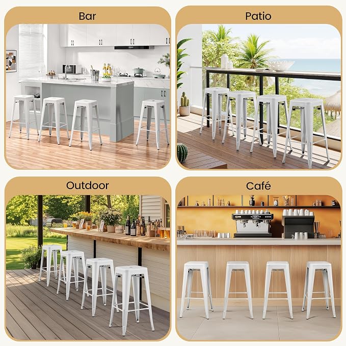 Yaheetech 30 Inch Metal Bar Stools Set of 4, Bar Height Backless Bartools - Image 6