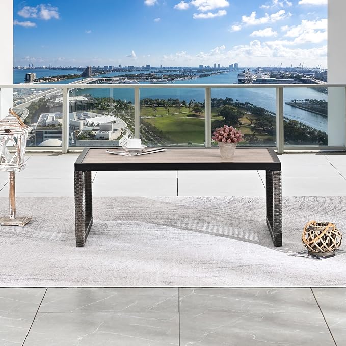 LOKATSE HOME Outdoor Coffee Table Rectangle Dining Furniture - Image 5