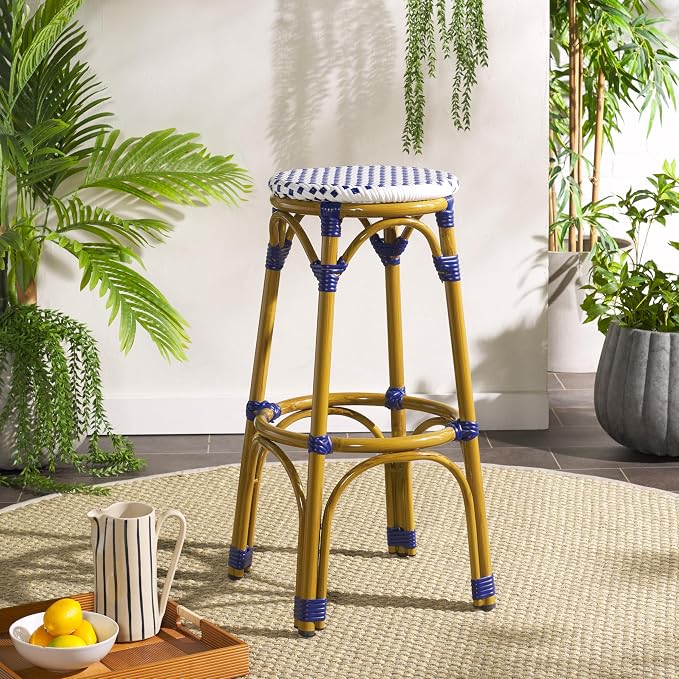 Safavieh Home Collection Kipnuk Blue&White Indoor/ Outdoor Barstool - Image 2