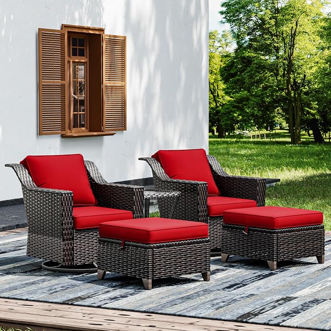 Joyside Wicker Patio Furniture Sets, 5 Pieces Upgraded Large Size Outdoor by Joyside