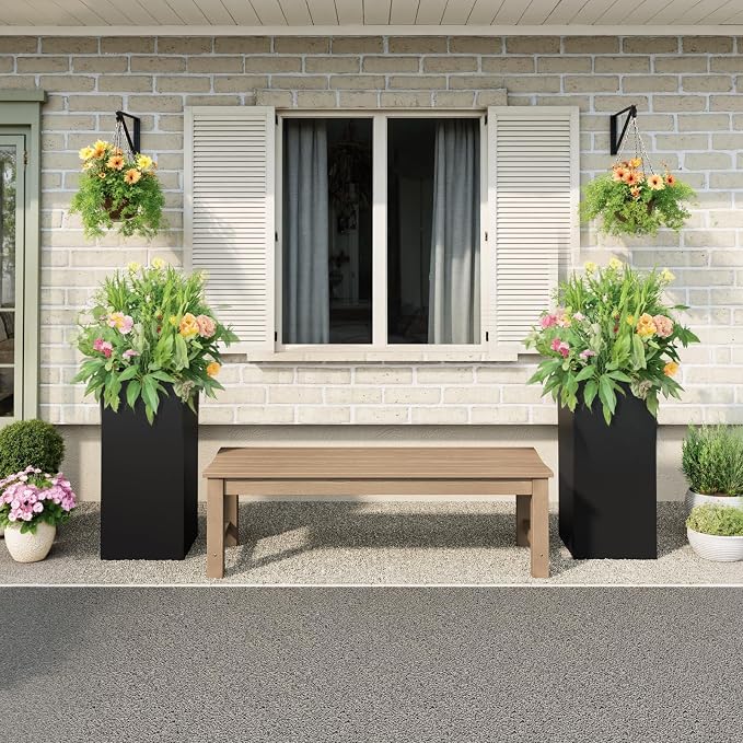 Stoog Outdoor Bench Set of 2, All-Weather HIPS Garden Bench - Image 2