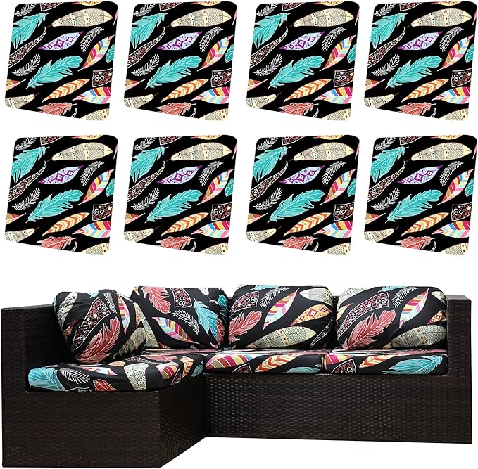 8Pcs Outdoor Cushion Covers, Patio Cushion Covers, Stretch Elastic Slipcovers by dreahoteztil