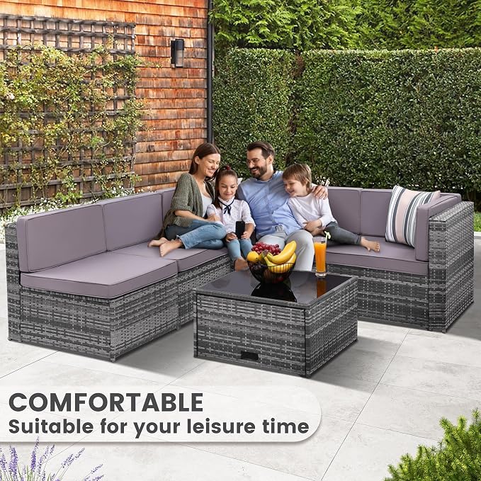 8-Piece Patio Furniture Set, Outdoor Wicker Rattan Sectional - Image 3