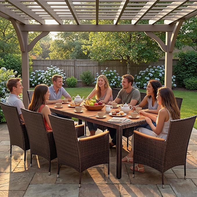 Devoko Outdoor Patio Dining Sets 9 Pieces Wicker Outdoor Dining Table and - Image 2