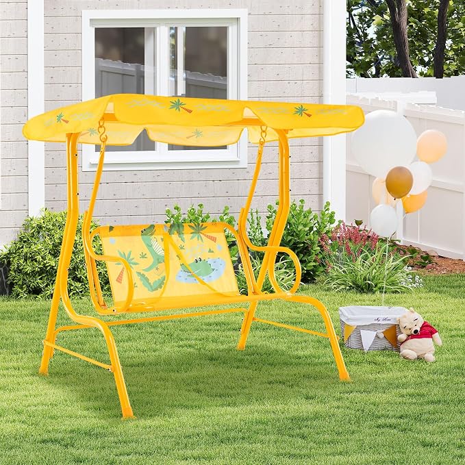 Costzon Kids Porch Swing, All-Weather Patio Swing Bench Hammock w/Adjustable - Image 7