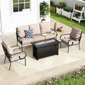 MFSTUDIO 5 Seats Large Metal Patio Conversation Sets, 4 Pieces Outdoor by MFSTUDIO