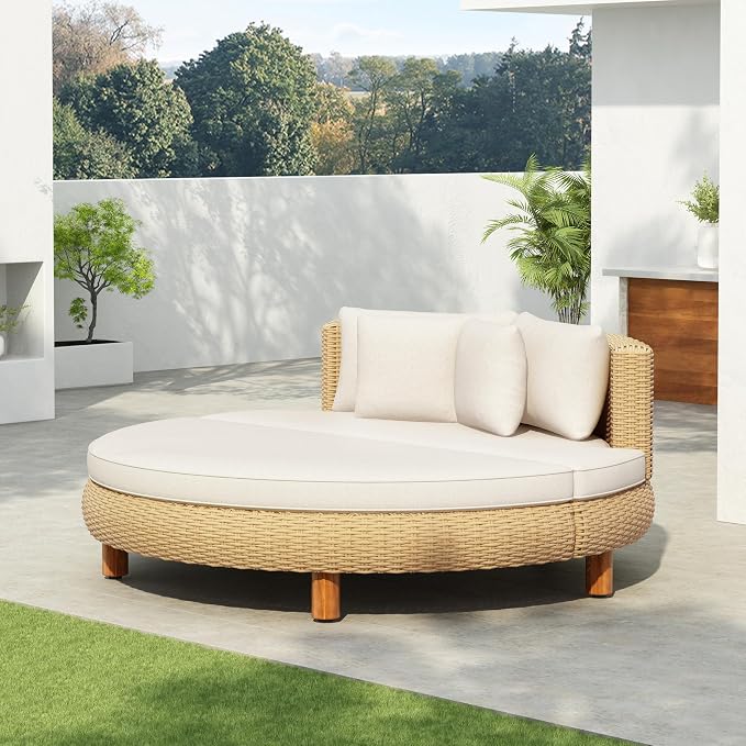 Scott Living Jennie Outdoor Round Wicker Daybed - Image 3