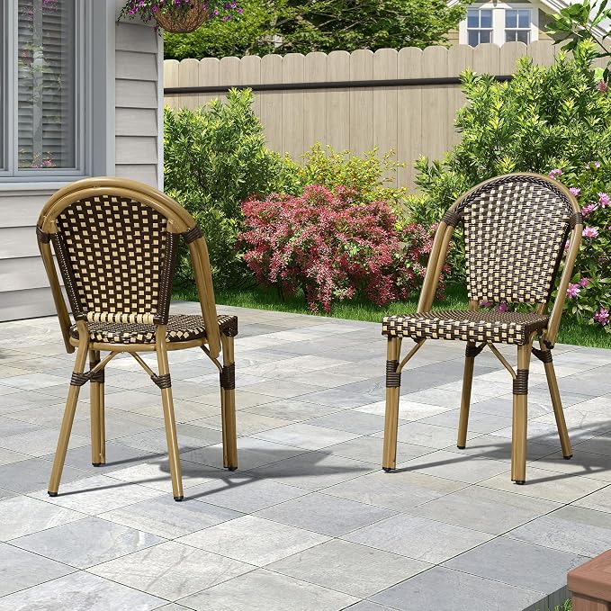 PURPLE LEAF Bistro Chair French Hand-Woven Wicker Chairs - Image 2