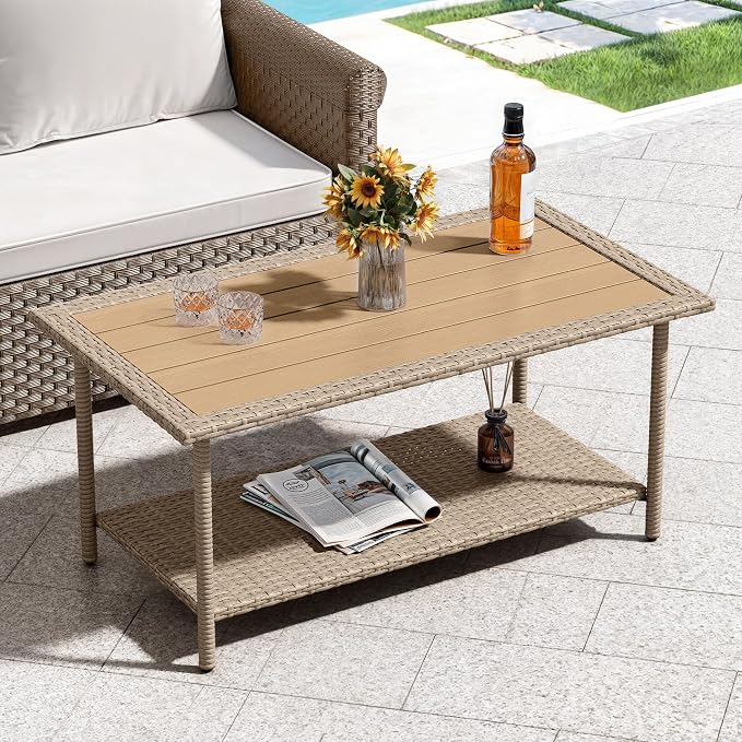 YITAHOME Outdoor Wicker Coffee Table by YITAHOME
