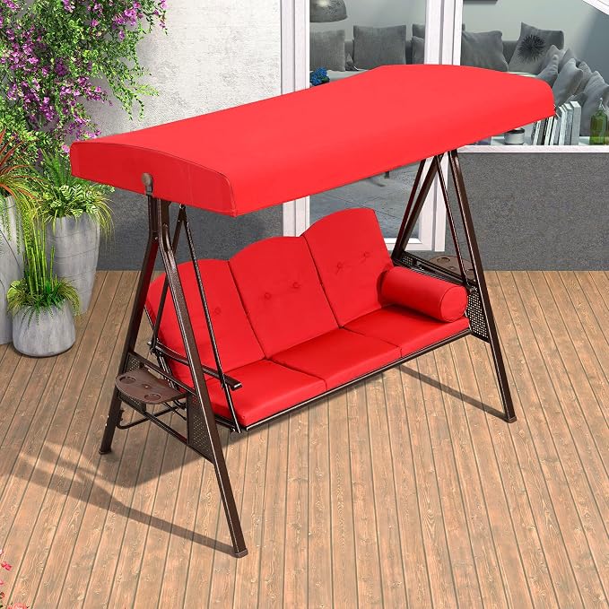 PURPLE LEAF 3-Seat Deluxe Outdoor Patio Porch Swing - Image 2