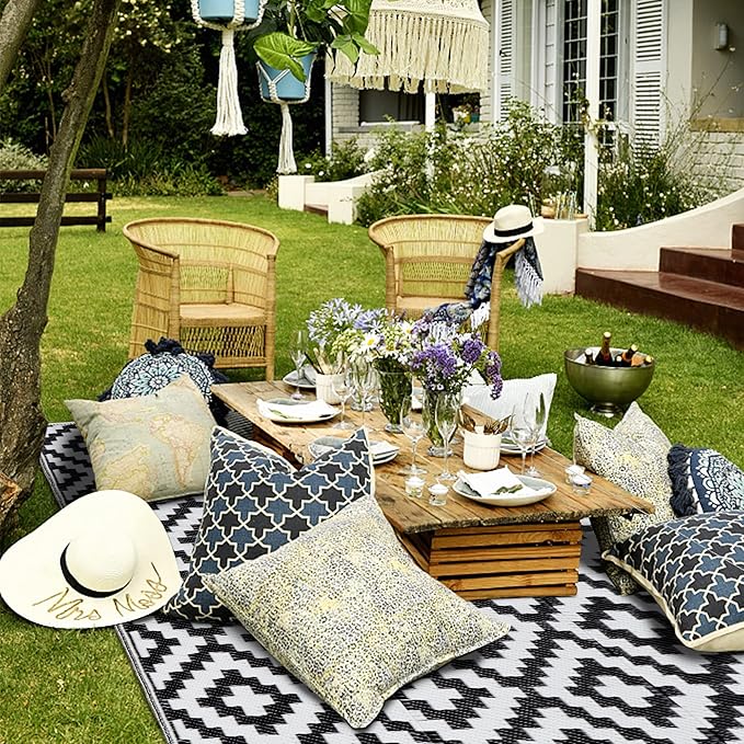 SAND MINE Waterproof Outdoor Rug 4x6 ft, Plastic Reversible Rug, Modern Area Rug - Image 7