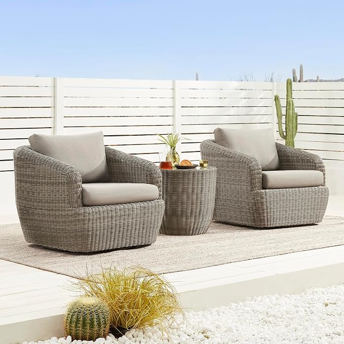 CHITA 3 Pieces Patio Wicker Furniture Set, Outdoor Rattan Bistro Set by CHITALIVING