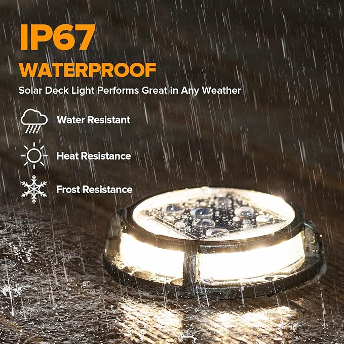 LUTEC 2 Pack Solar Deck Lights, 12 LEDs IP65 Waterproof Solar, Outdoor Driveway - Image 4