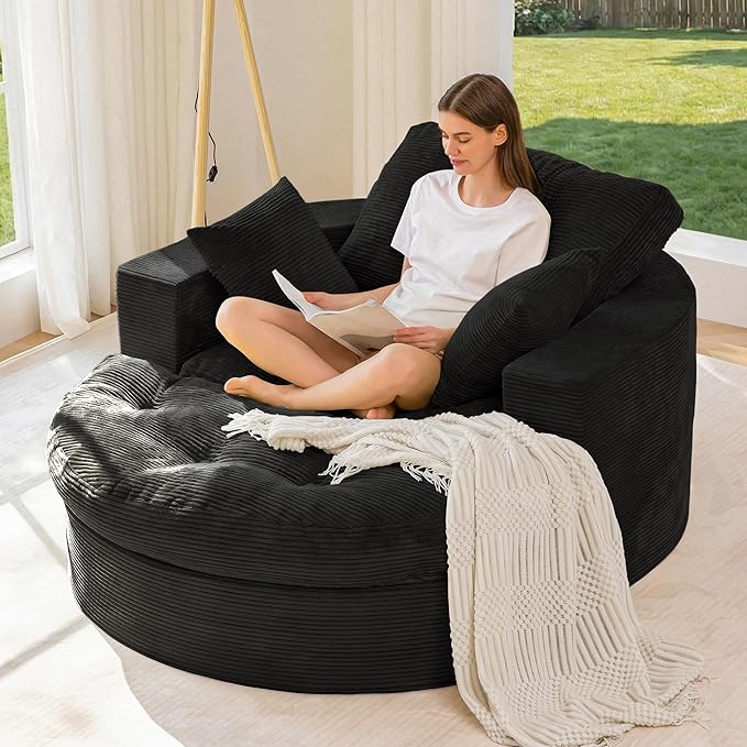 MAXYOYO Modular Sectional Chaise Lounge Sofa, Round Upholstered Lounge Chair by MAXYOYO
