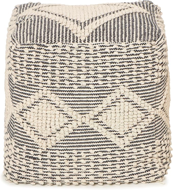 REDEARTH · UNSTUFFED Square Pouf Ottoman Cover Textured Storage Boho Cube Poof - Image 10