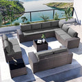 Kullavik 12 Pieces Outdoor Patio Furniture Set PE Wicker Rattan Sectional Sofa by KULLAVIK