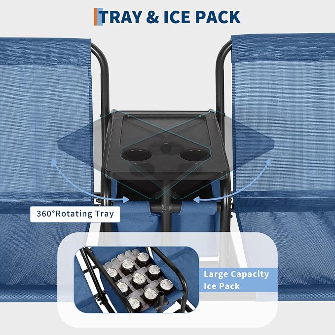 2-Person Porch Swing with Cup Holders, Pivot Storage Table & Cooler Bag - Image 3