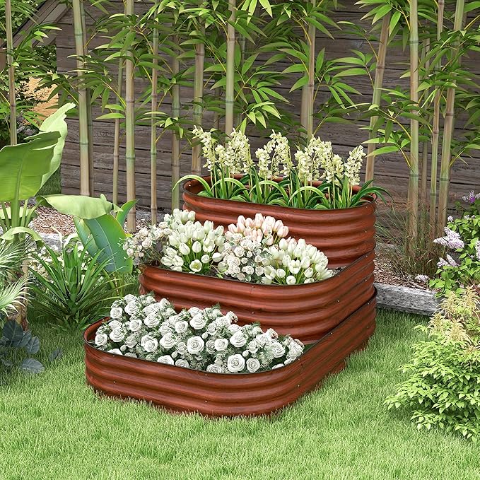 Outsunny 3-Tier Galvanized Steel Raised Garden Bed Kit, 62.25" x 43" x 32.25" - Image 2