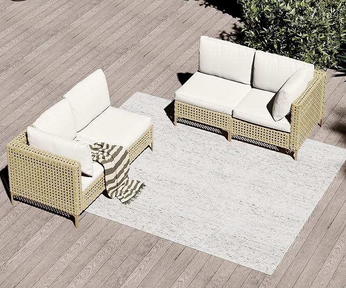 LHBcraft 4 Piece Wicker Patio Furniture Set Boho, Modular Outdoor Couch - Image 9
