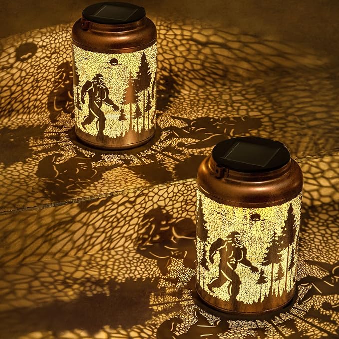 2 Pack Solar Lanterns Outdoor, Big Foot Gifts by ChristmasDecorations