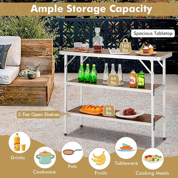 COSTWAY Folding Picnic Table, Portable Camping Table - Image 5