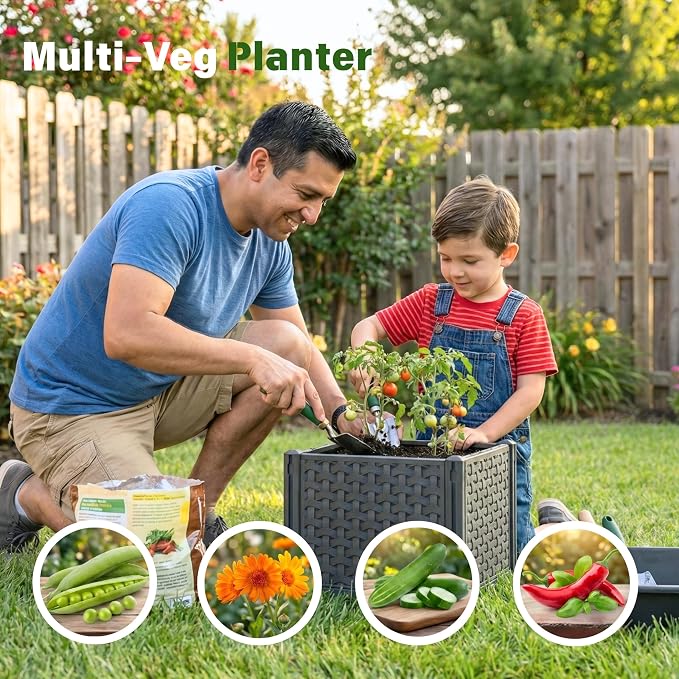 Raised Garden Bed with Tomato Planter Cage, 56.7” Trellis Planter Boxes with - Image 4