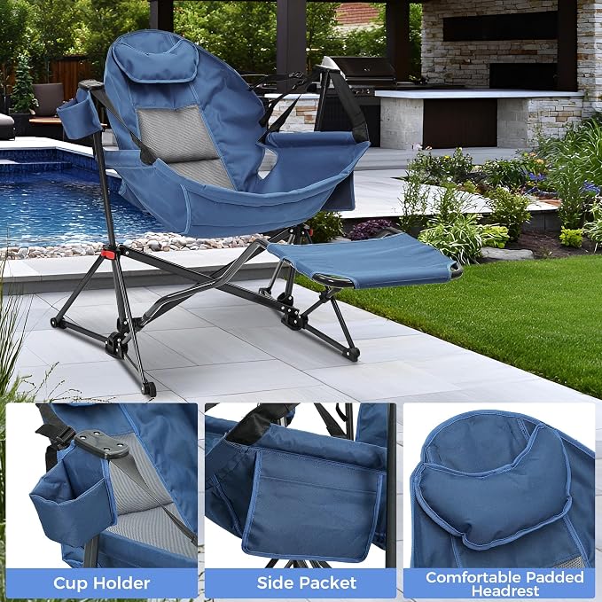 Ainfox Hammock Chair with Footrest, Oversized Swinging Portable Folding Camping - Image 3