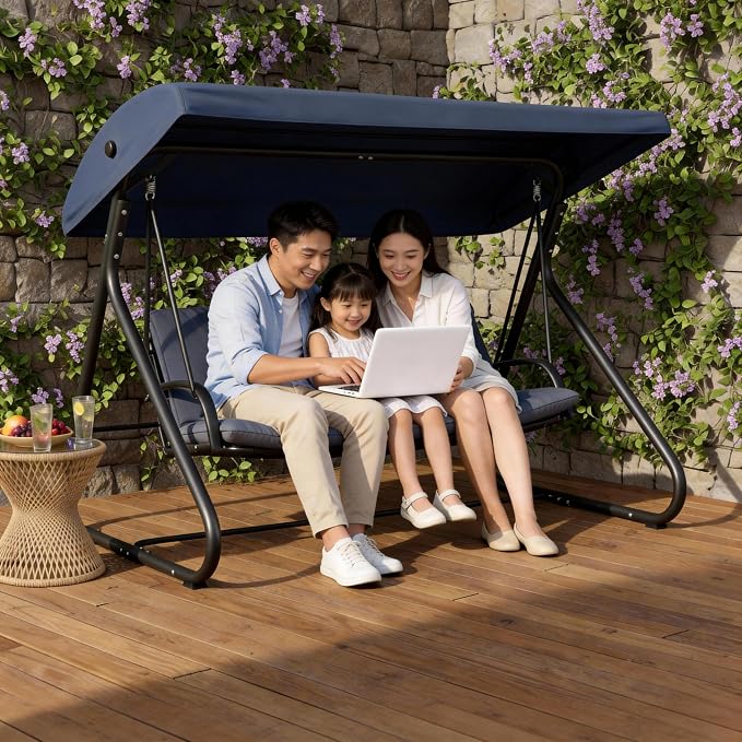 3-Seat Outdoor Convertible Swing Glider by Garvee