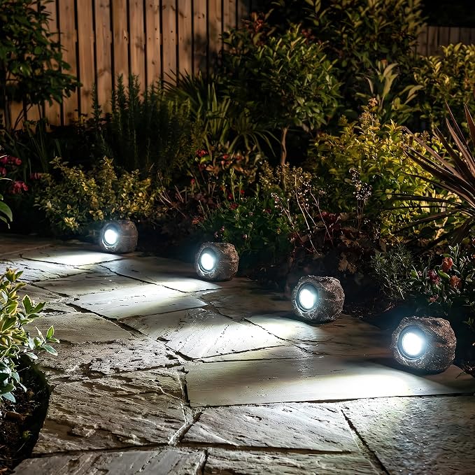 Solar Rock Lights Outdoor – 4 Pack Waterproof LED Landscape Garden Spotlights - Image 8