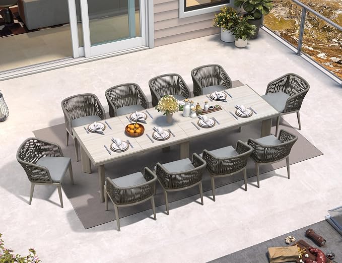 PURPLE LEAF 11 Pieces Outdoor Dining Table and Chairs Set Patio Dining Set by PURPLELEAF