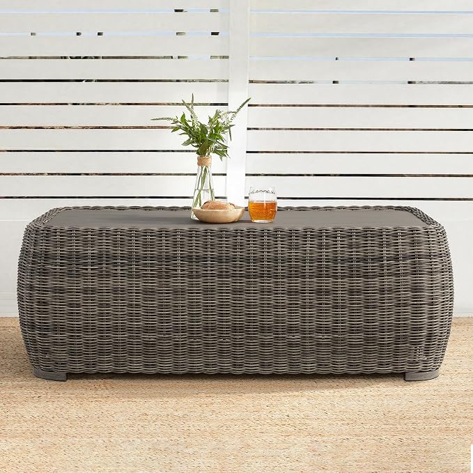 CHITA Wicker Patio Coffee Table, 41” All-Weather Rattan Outdoor Coffee Table by CHITALIVING