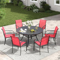 VICLLAX Patio Dining Set for 6, All Weather Metal Outdoor Furniture Set- 47" by HOME