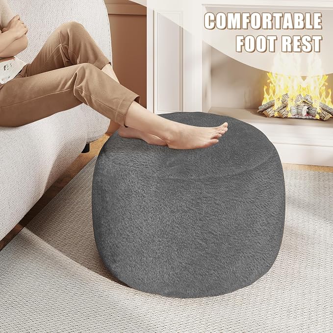 Round Stuffed Pouf Ottoman for Foot Rest, A Round Modern Foam Filled Poufs - Image 4