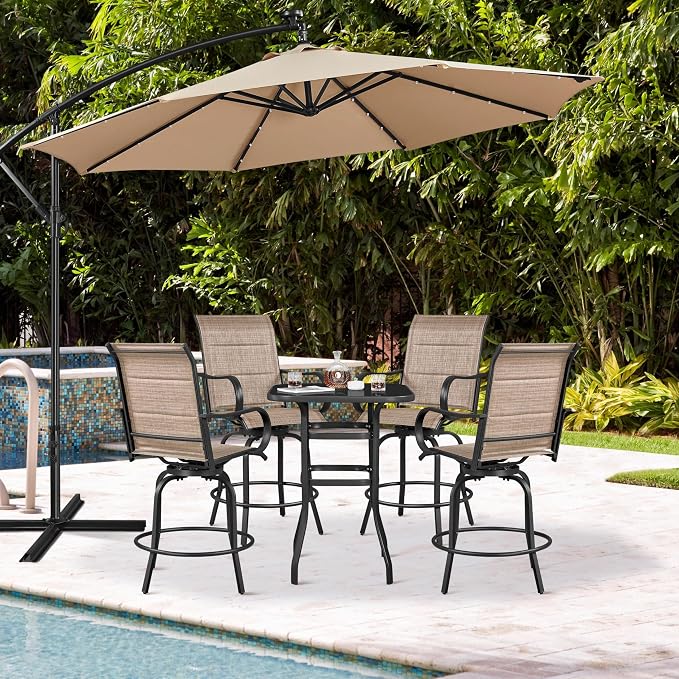 Yaheetech 3Pcs Patio Stools Bar Set, 360 Rotating Swivel Chairs - Image 4