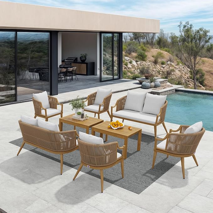 PURPLE LEAF 8-Pieces Wicker Patio Conversation Sets Outdoor Rattan Sofa Patio by Unknown
