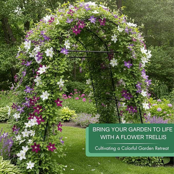 7ft Garden Arch Trellis for Climbing Plants Outdoor-Heavy Duty Metal Cucumber - Image 7