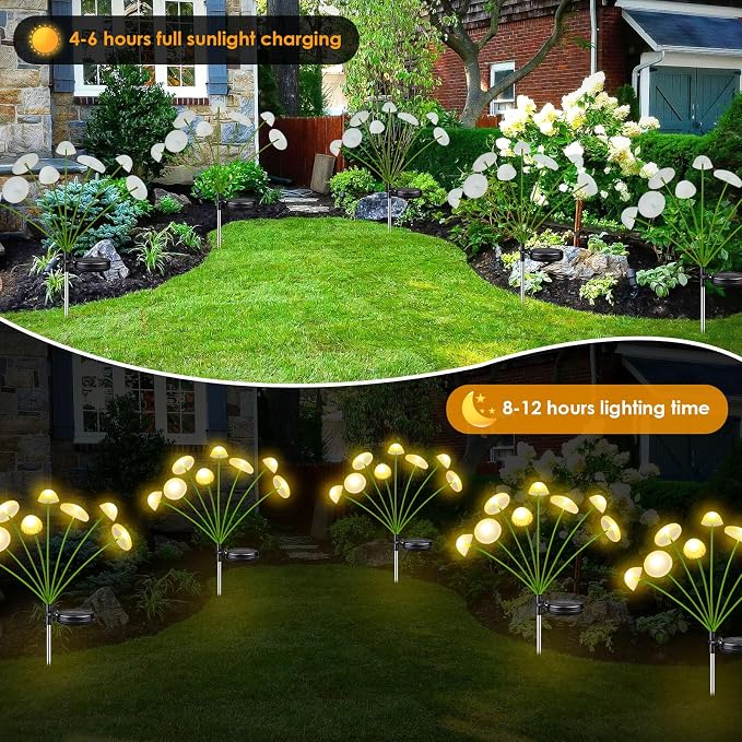 2PK 16LED Solar Garden Lights Outdoor, Mushroom Solar Lights Outdoor, IP65 - Image 7