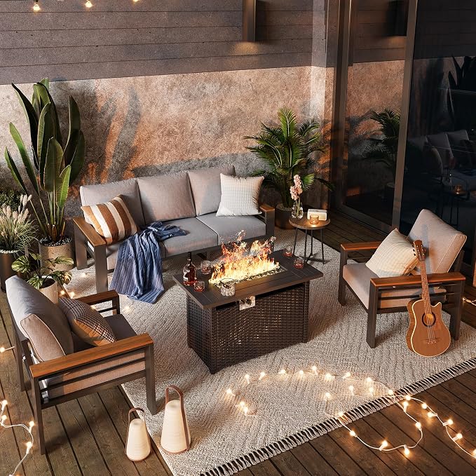 Aoxun Aluminum Outdoor Patio Furniture Set, 6-Piece Outdoor Sectional - Image 2