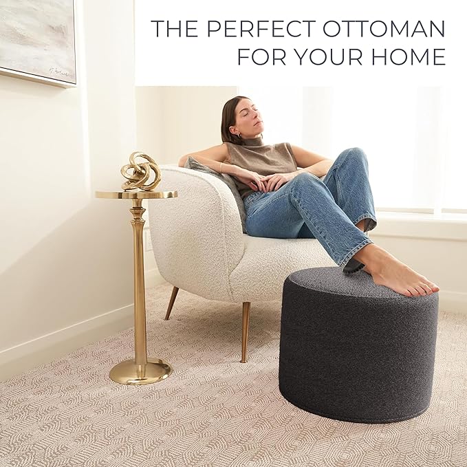 ZICOTO Beautiful Boucle Pouf Ottoman and Foot Rest - Image 2